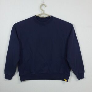 Yellow Label Sweatshirt Mens Medium Navy Blue Cotton Crewneck Made in USA
